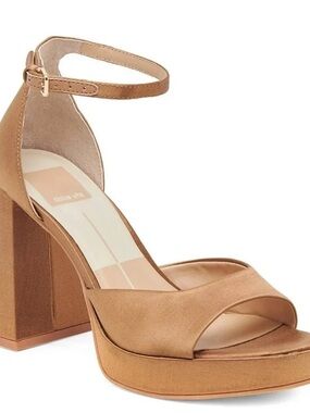 Dolce Vita Tan Suede Platform Ankle-Strap Sandals